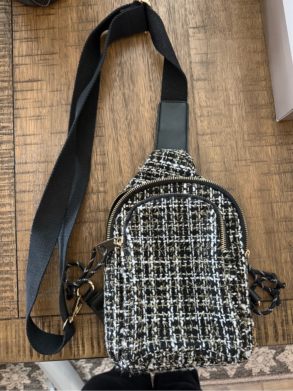 Urban Expressions Black & White Tweed Crossbody Bag